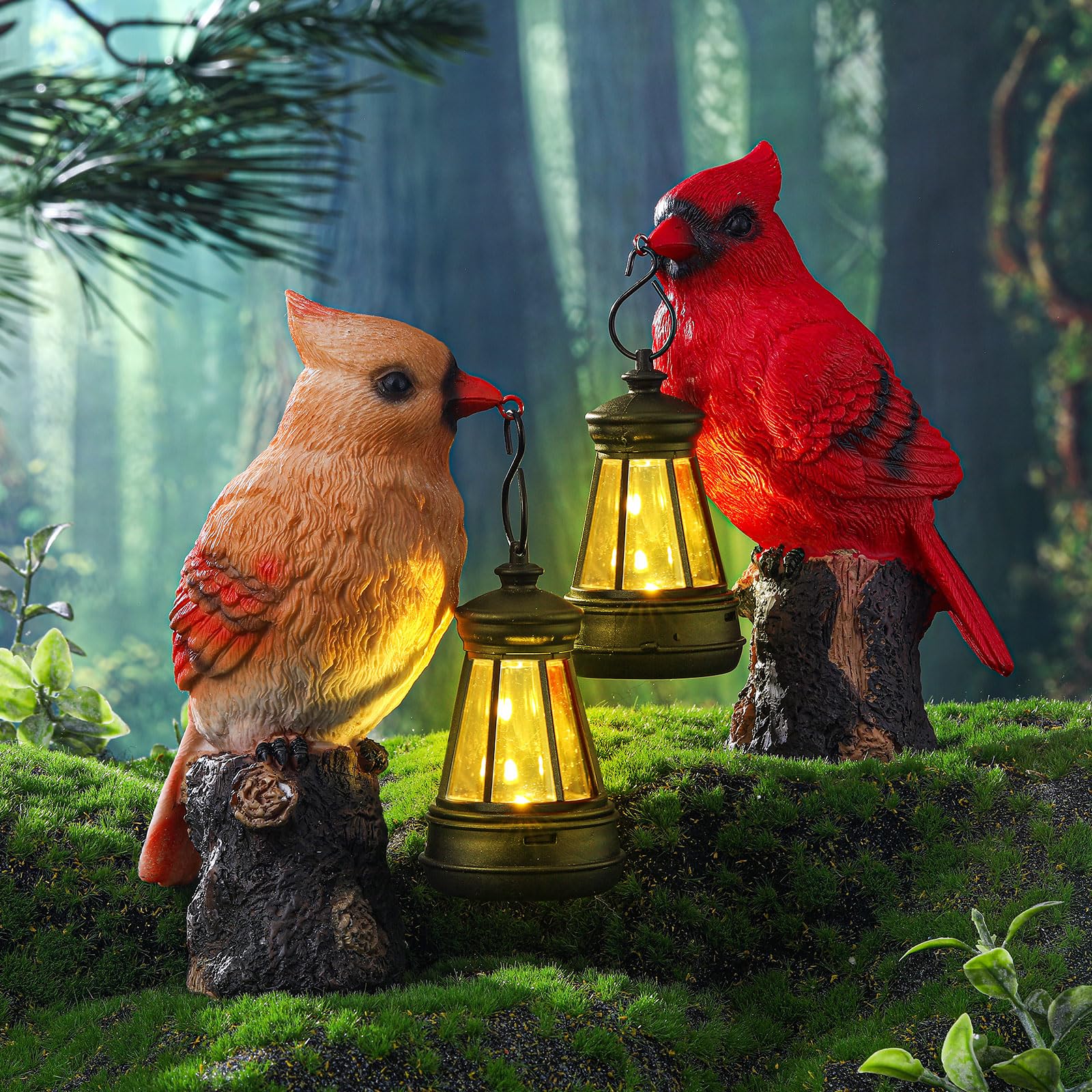 Suzile 2 Pcs Cardinal Gifts Red Cardinal Solar Light Cardinals